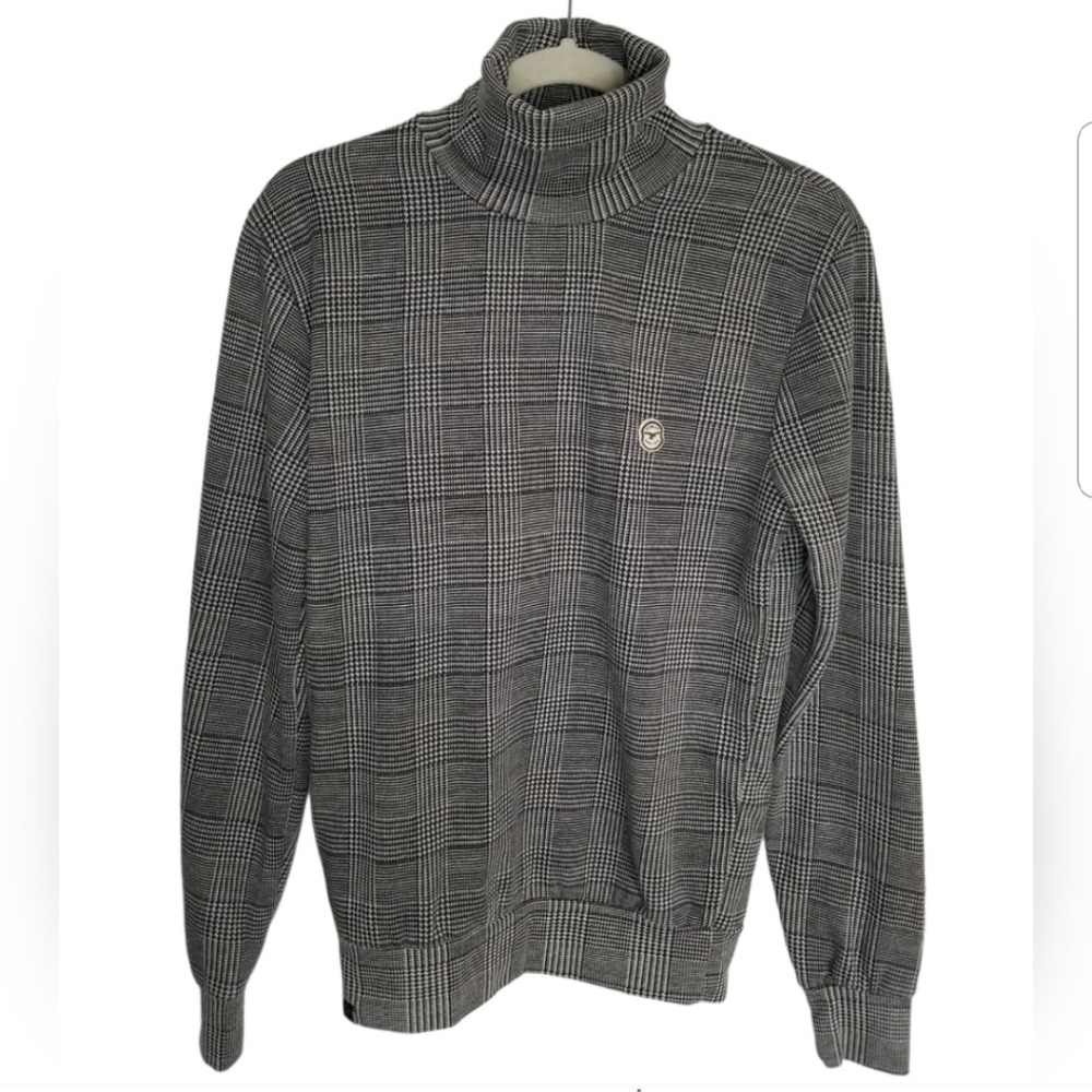 Le Breve Roll Neck prince of Wales check sweat Size  Small